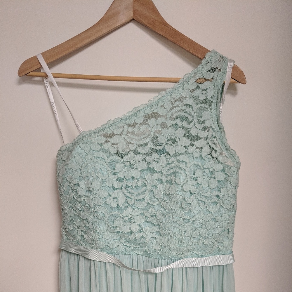 Davids bridal lace one shoulder mint